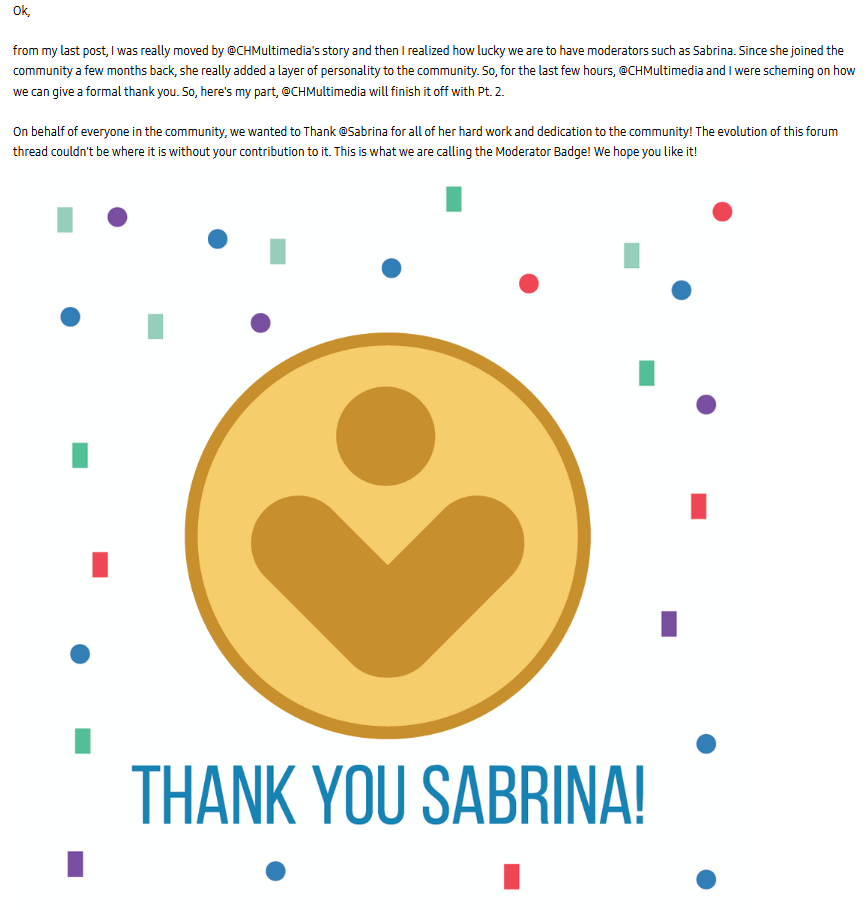 Samsung Members community award screenshot